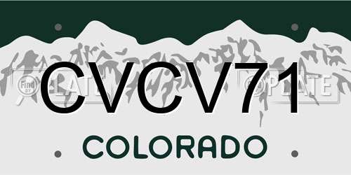 CVCV71 Colorado License Plate