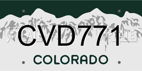 CVD771 Colorado License Plate