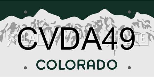 CVDA49 Colorado License Plate