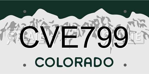 CVE799 Colorado License Plate