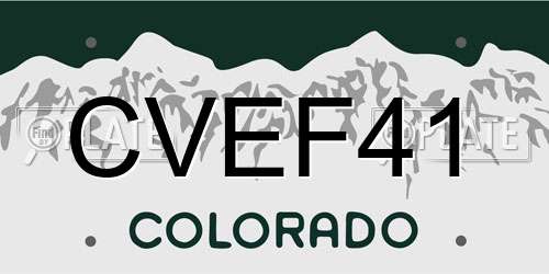 CVEF41 Colorado License Plate