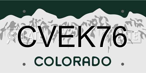 CVEK76 Colorado License Plate