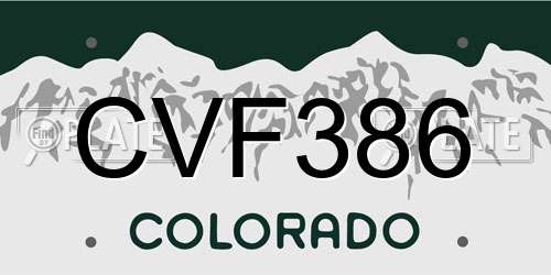 CVF386 Colorado License Plate