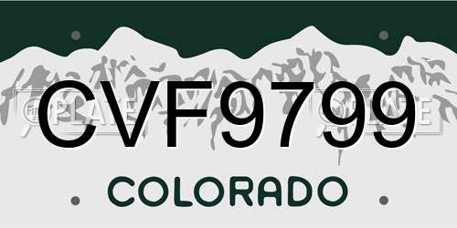 CVF9799 Colorado License Plate