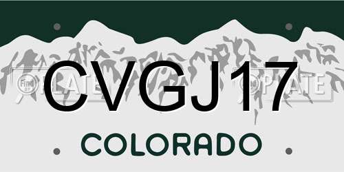 CVGJ17 Colorado License Plate