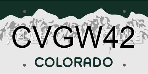 CVGW42 Colorado License Plate