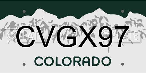 CVGX97 Colorado License Plate