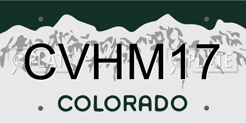 CVHM17 Colorado License Plate