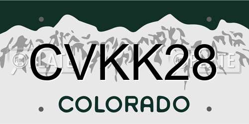 CVKK28 Colorado License Plate
