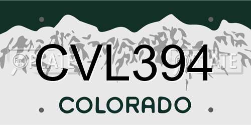 CVL394 Colorado License Plate