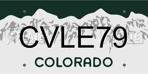 CVLE79 Colorado License Plate
