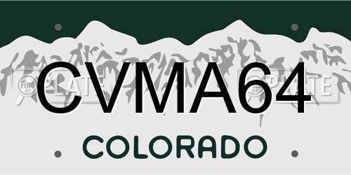 CVMA64 Colorado License Plate