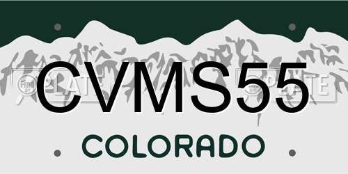 CVMS55 Colorado License Plate