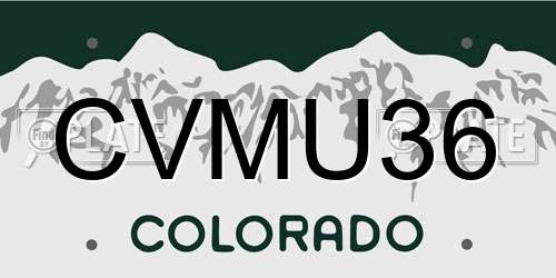 CVMU36 Colorado License Plate