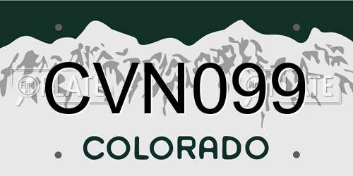 CVN099 Colorado License Plate