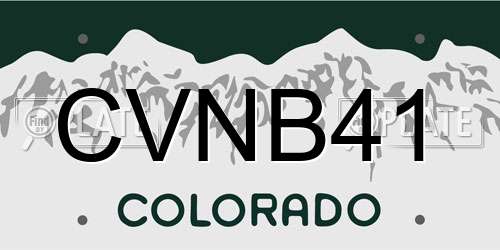 CVNB41 Colorado License Plate
