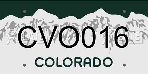 CVO016 Colorado License Plate