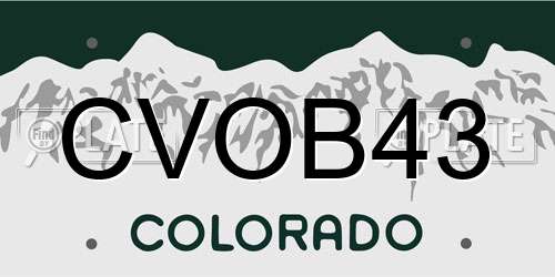 CVOB43 Colorado License Plate