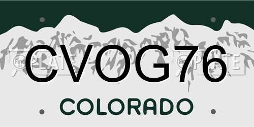 CVOG76 Colorado License Plate