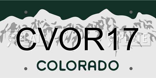 CVOR17 Colorado License Plate