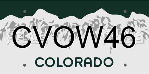 CVOW46 Colorado License Plate