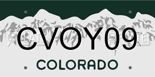 CVOY09 Colorado License Plate