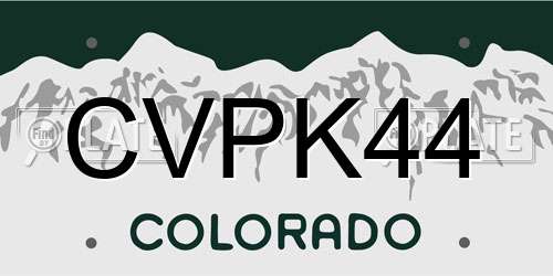 CVPK44 Colorado License Plate