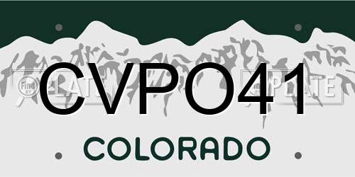 CVPO41 Colorado License Plate