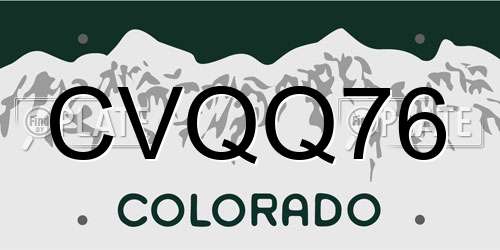 CVQQ76 Colorado License Plate