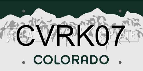CVRK07 Colorado License Plate