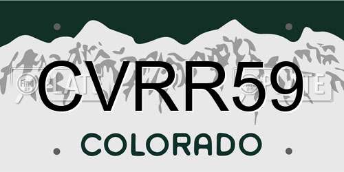 CVRR59 Colorado License Plate