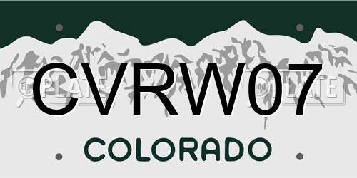 CVRW07 Colorado License Plate