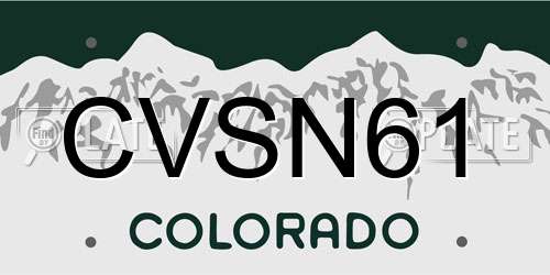 CVSN61 Colorado License Plate