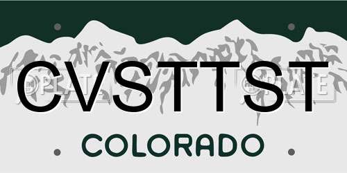 CVSTTST Colorado License Plate