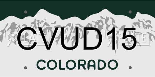 CVUD15 Colorado License Plate