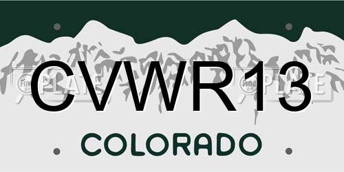 CVWR13 Colorado License Plate