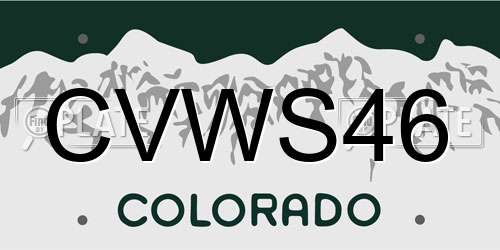 CVWS46 Colorado License Plate