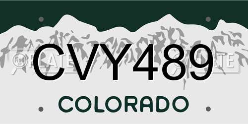 CVY489 Colorado License Plate