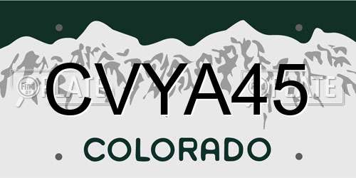 CVYA45 Colorado License Plate