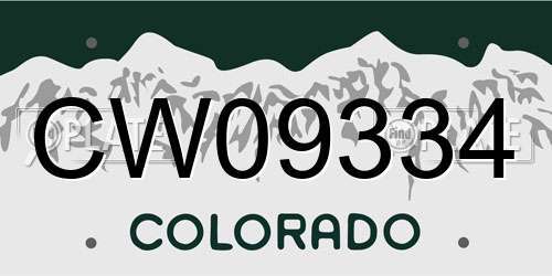 CW09334 Colorado License Plate