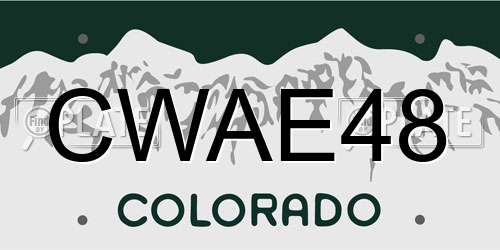 CWAE48 Colorado License Plate