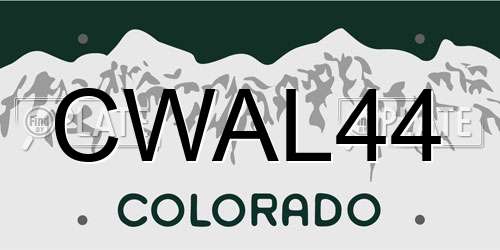CWAL44 Colorado License Plate