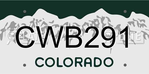 CWB291 Colorado License Plate