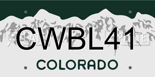 CWBL41 Colorado License Plate