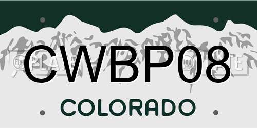 CWBP08 Colorado License Plate