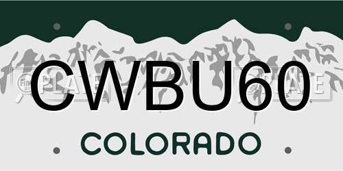 CWBU60 Colorado License Plate