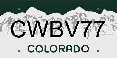 CWBV77 Colorado License Plate