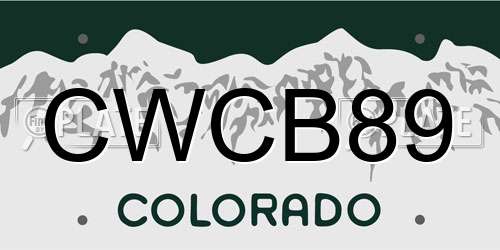 CWCB89 Colorado License Plate