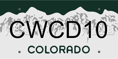 CWCD10 Colorado License Plate