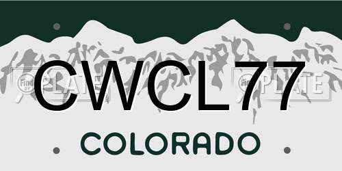 CWCL77 Colorado License Plate